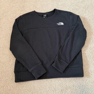 The North Face Sweatshirt Womens Large Black Crewneck Pullover Logo Fleece